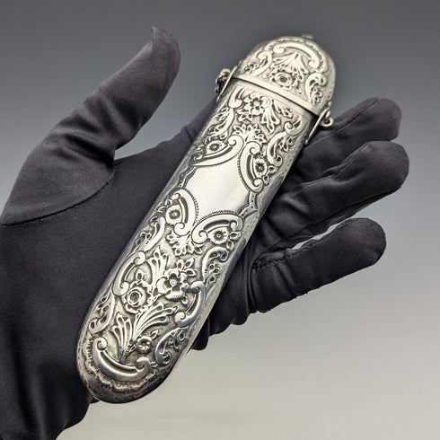 1888 British antique sterling silver chatelaine eyeglass case